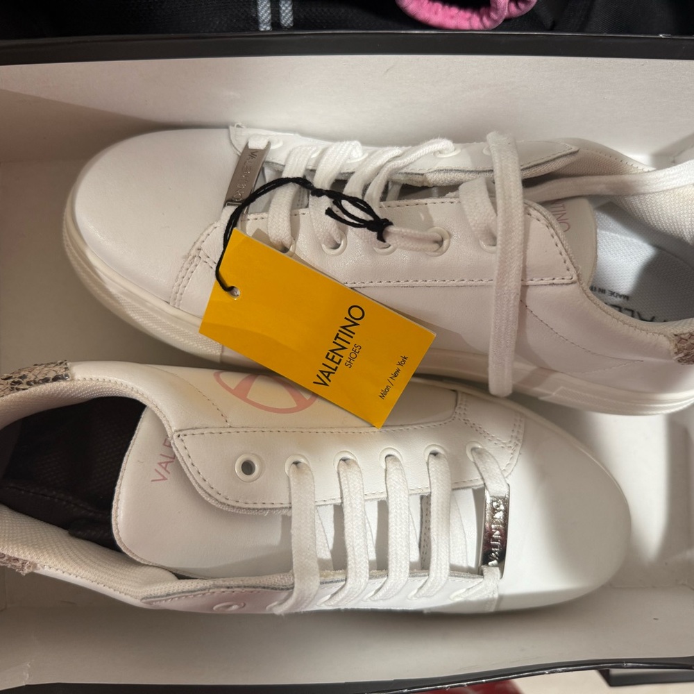 Valentino White and Silver Sneakers